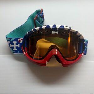 SPY Colorblock Snow Goggles - Red, Blue & White with Amber Lens